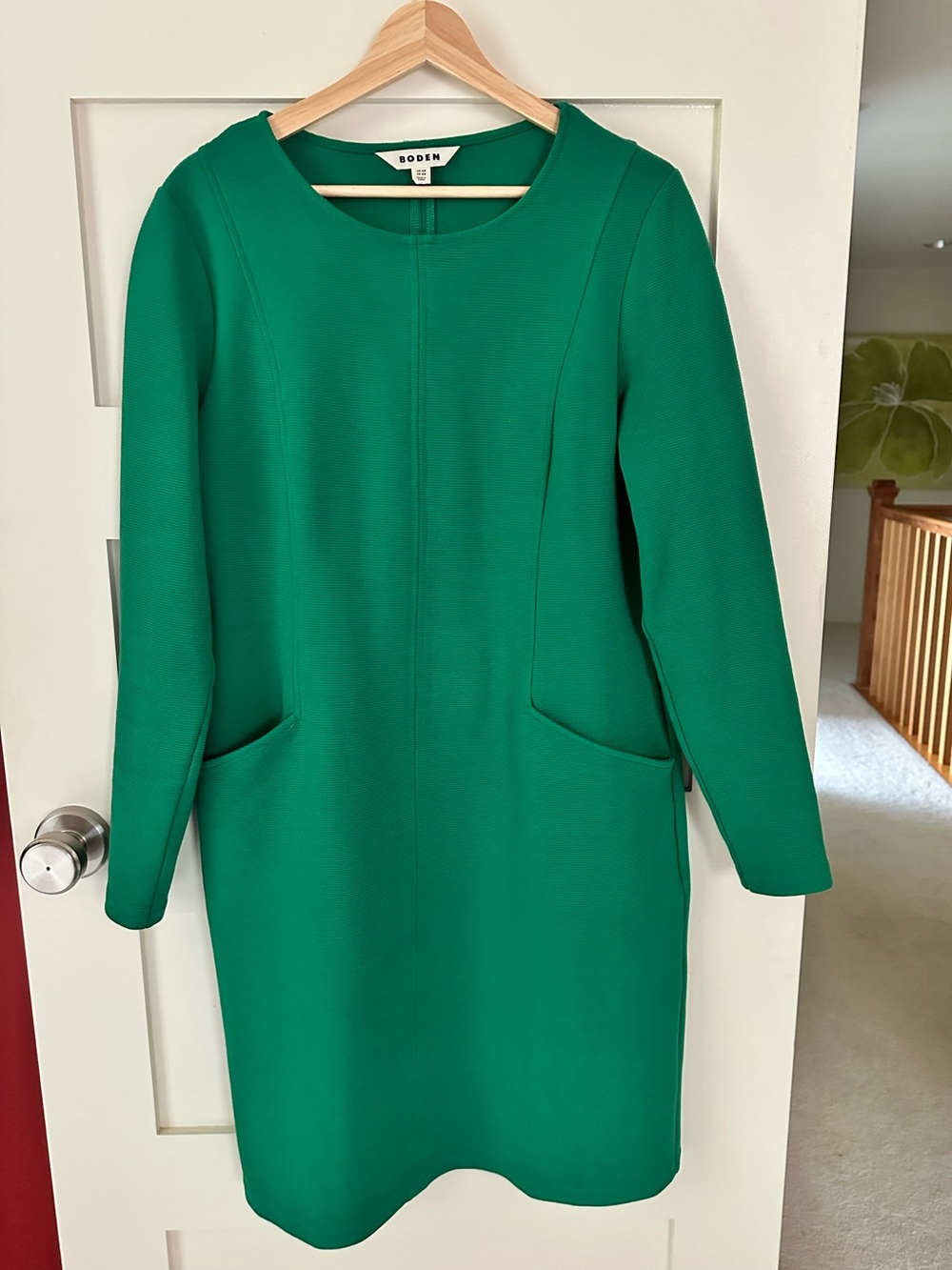 Boden Ottoman Green Long Sleeve Shift Dress